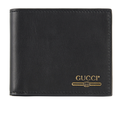 Gucci Logo Bifold Wallet, Leather, Black, MII, 3*